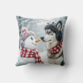 雪だるま付きハスキー犬 クッション (裏面)