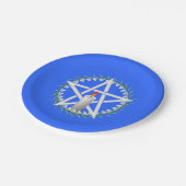 雪だるま付きホワイトインボルクペンタグラム ペーパープレート (アングル)