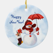 雪だるま付き木用クリスマスアクリルオーナメント セラミックオーナメント (裏面)