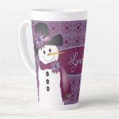 雪だるま付き梅 カフェラテマグ (左アングル)