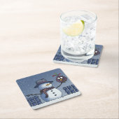 雪だるま付き スクエアペーパーコースター (インサイチュ)