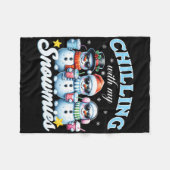雪だるま仲間とくつろぎタイム 楽しい雪だるま クリスマス K フリースブランケット (正面(横))