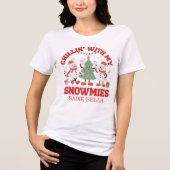 雪だるま仲間とくつろぐレトロクリスマス トライブレンドTシャツ (正面)