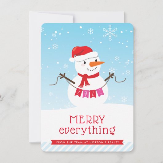 雪だるま企業のホリデーかわいい雪ビジネス 招待状 (正面)