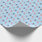 雪だるま伝統的クリスマスON LIGHT BLUE ラッピングペーパー (角)