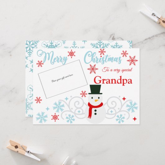 雪だるま伝統的グランドパギフトカードホルダー カード (正面/裏面インサイチュ)