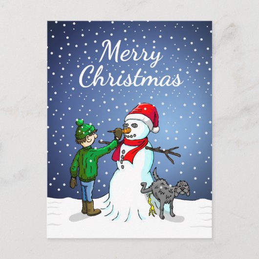 雪だるま作り シーズンポストカード (正面)