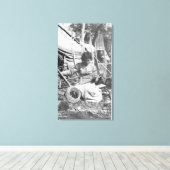 雪だるま写真作りアラスカ人 キャンバスプリント (インサイチュ (ウッドフロア))