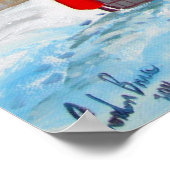 雪だるま冬のフォークア絵画ート列車 ポスター (角)