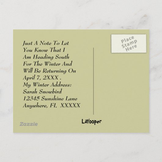 雪だるま冬の住所はがき 案内ポストカード (裏面)