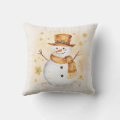 雪だるま冬の雪の金ゴールドホワイト クッション (裏面)