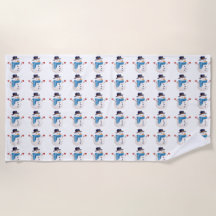 雪だるま冬ビーチタオル