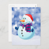 雪だるま冬メリークリスマス雪 シーズンポストカード (正面/裏面)