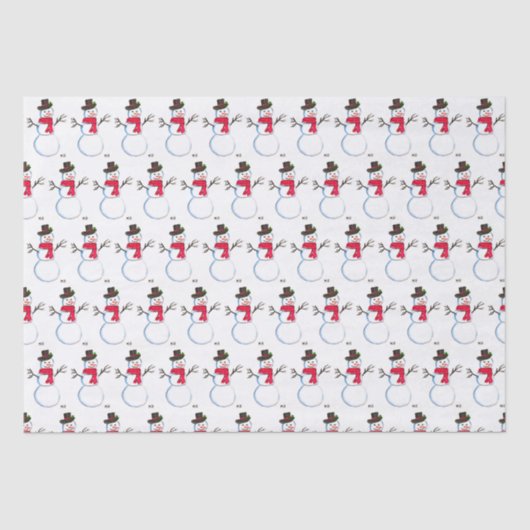 雪だるま冬レトロヴィンテージパーティークリスマス 薄葉紙 (正面)