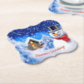 雪だるま冬ワンダーランドクリスマス ペーパーコースター (アングル)