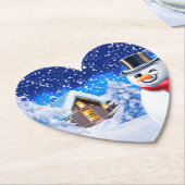 雪だるま冬ワンダーランドクリスマス ペーパーコースター (アングル)