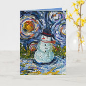 雪だるま冬季グリーティングカード カード (黄色い花)