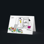 雪だるま冷蔵庫クリスマスカード シーズンカード<br><div class="desc">女性は冷蔵庫を開く発見雪だるまそこに住んでいる。</div>