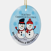 雪だるま初めてのクリスマスの統合 セラミックオーナメント (右)
