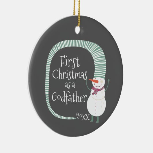 雪だるま初めてのクリスマスズゴッドファーザーパーソナライズされた セラミックオーナメント (右)
