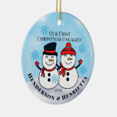 雪だるま初めてのクリスマス 婚約した セラミックオーナメント (右)