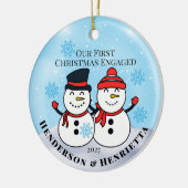 雪だるま初めてのクリスマス 婚約した セラミックオーナメント (左)