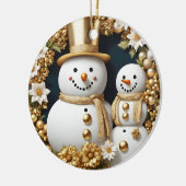 雪だるま初年度結婚したの3D効果実際の3Dではない セラミックオーナメント (左)