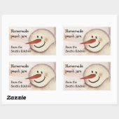 雪だるま初期ののクリスマスジャー 長方形シール (シート)