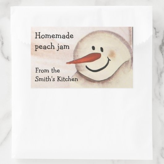 雪だるま初期ののクリスマスジャー 長方形シール (バッグ)