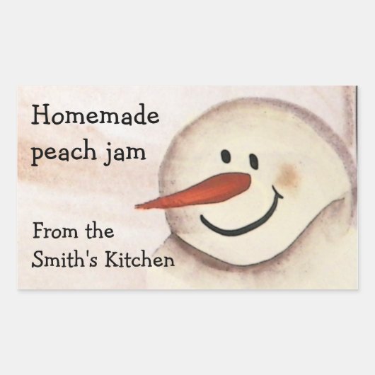 雪だるま初期ののクリスマスジャー 長方形シール (正面)