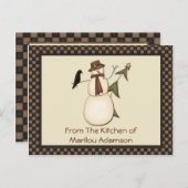 雪だるま初期のカードとクロウレシピカード ポストカード (正面/裏面)