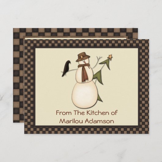 雪だるま初期のカードとクロウレシピカード ポストカード (正面/裏面)