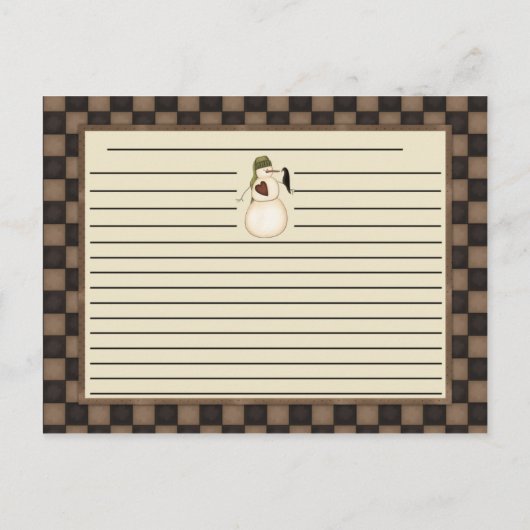 雪だるま初期のカードとクロウレシピカード ポストカード (裏面)