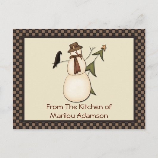 雪だるま初期のカードとクロウレシピカード ポストカード (正面)