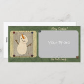 雪だるま初期のクリスマスフォトカード シーズンカード (正面/裏面)