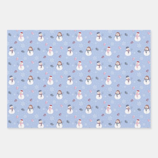 雪だるま包装紙 ラッピングペーパーシート (正面)