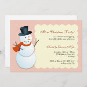 雪だるま北極ピンフレンドリークのクリスマスパーティー 招待状 (正面/裏面)