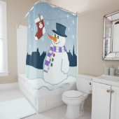雪だるま及びストッキングのクリスマス シャワーカーテン (インサイチュ)