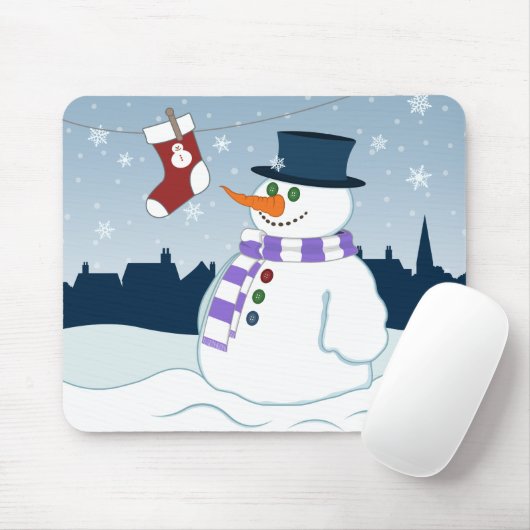 雪だるま及びストッキングのクリスマス マウスパッド (マウス)