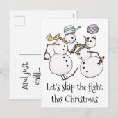 雪だるま同士の喧嘩 シーズンポストカード (正面/裏面)