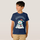 雪だるま名前をカスタムするボーイズ海軍クリスマス Tシャツ (正面フル)