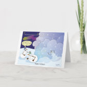 雪だるま吹雪クリスマスカード シーズンカード (正面)