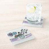 雪だるま喜び ガラスコースター (アングル)