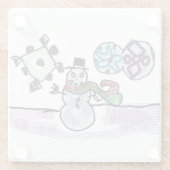 雪だるま喜び ガラスコースター (裏面)