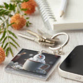 雪だるま喜び キーホルダー (正面右)