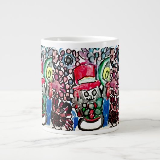 雪だるま喜び ジャンボコーヒーマグカップ (正面)