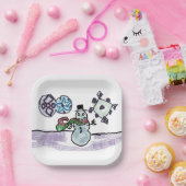 雪だるま喜び ペーパープレート (パーティー)