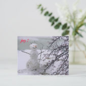 雪だるま喜び ポストカード (スタンド正面)