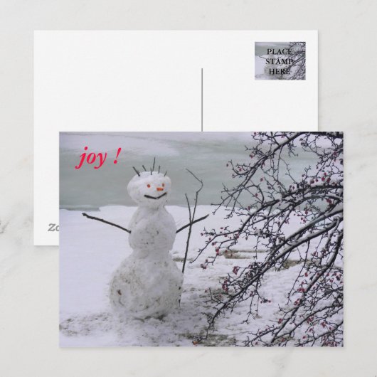 雪だるま喜び ポストカード (正面/裏面)