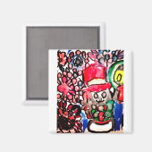 雪だるま喜び マグネット (正面/裏面)